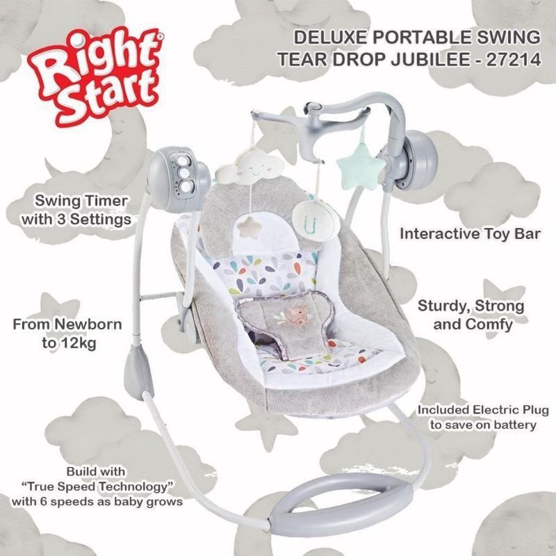 Ayunan Bayi Elektrik Otomatis Right Start Deluxe Portable Baby Swing Rocker Bouncer