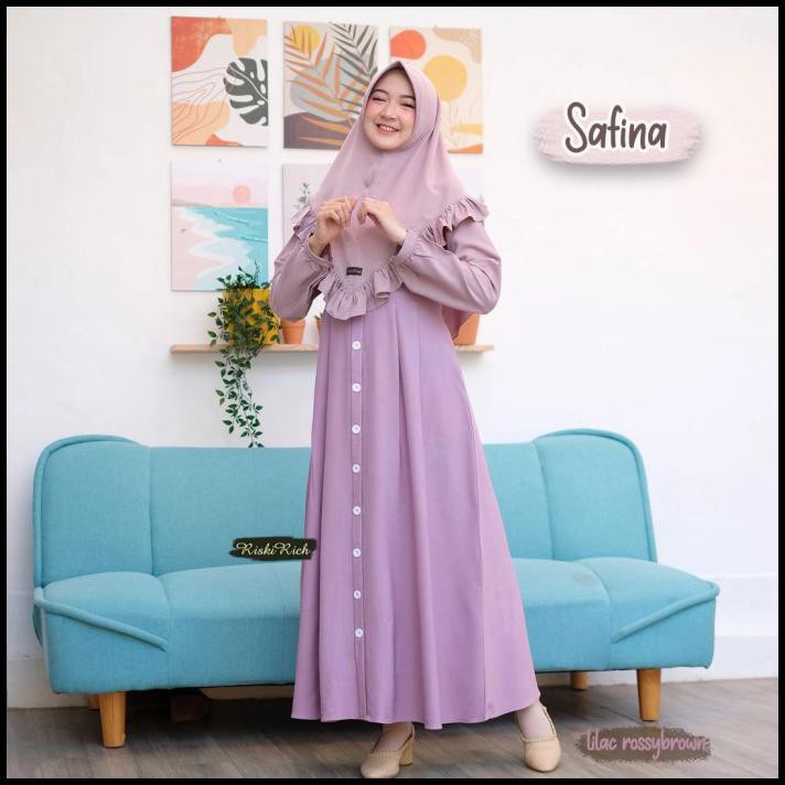 Gamis Safina Riskirich Polos Terbaru - Lilac Rosybrown, L