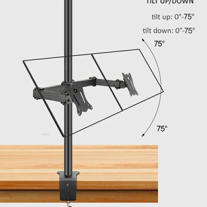 Bracket dual monitor jepit meja 15 17 19 20 22 24 27 inch Adjustable