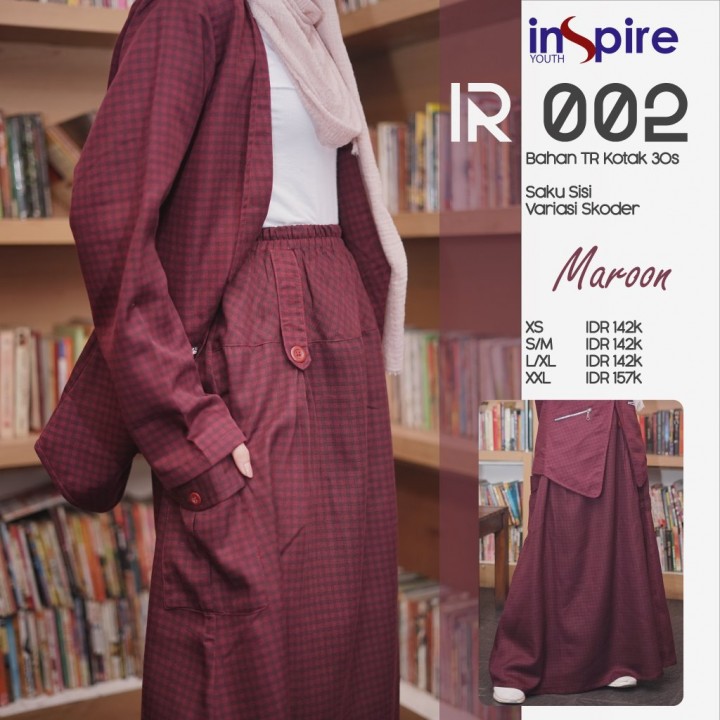 INSPIRE ROK IR 002 BLACK BROWN MAROON GREY BAHAN TR KOTAK ROK MUSLIMAH MOTIF SIMPLE ELEGANT