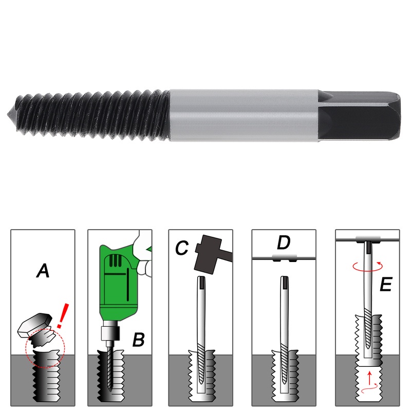 5pcs Screw Extractor Set / Pembuka Baut Rusak set