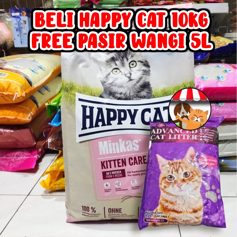 Happy Cat Minkas Kitten 10kg Free Pasir Gumpal Wangi 5 Lt