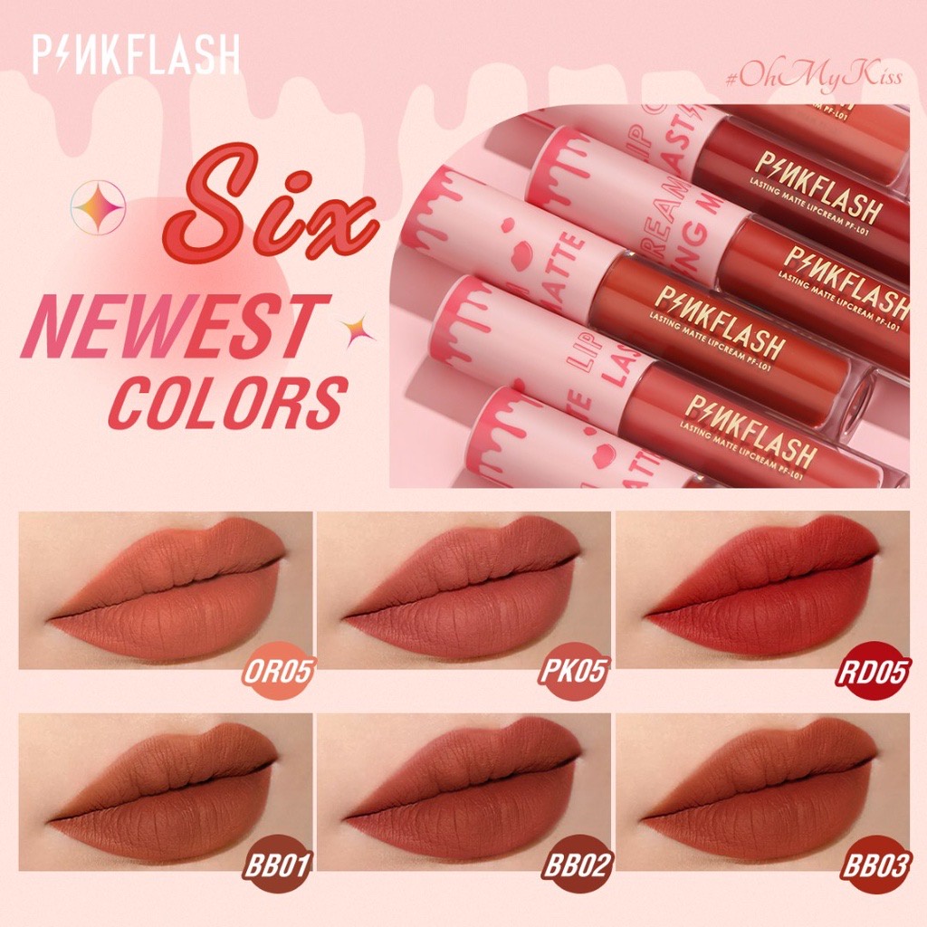 PINK FLASH Oh My Kiss All Day Matte Lipstick Longlasting Transferproof Tahan Lama Pink Flash