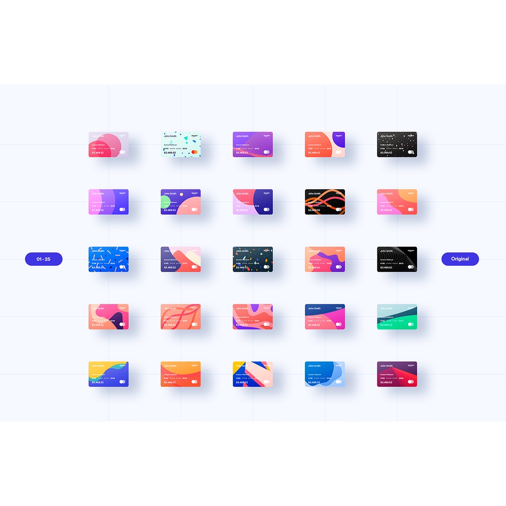 100 Financial Virtual Design Cards - Photoshop &amp; Illustrator