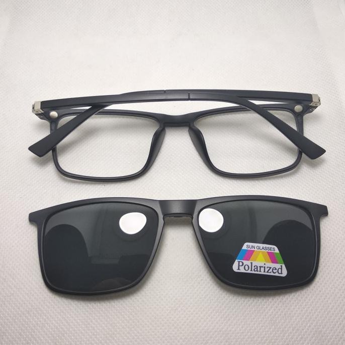 Frame Kacamata Pria Korea Clip On Lensa Polarized Uv Minus Pro Sup-234