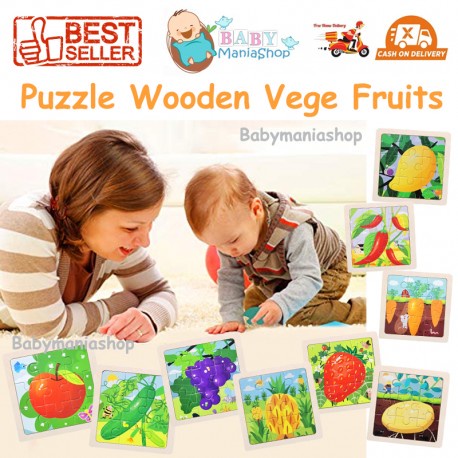 Mini FRUIT VEGETABLE PUZZLE Kayu Mainan Anak Wooden Toys Mainan Edukasi Jigsaw Montessori Puzzel Seri Sayur Sayuran Buah Buahan