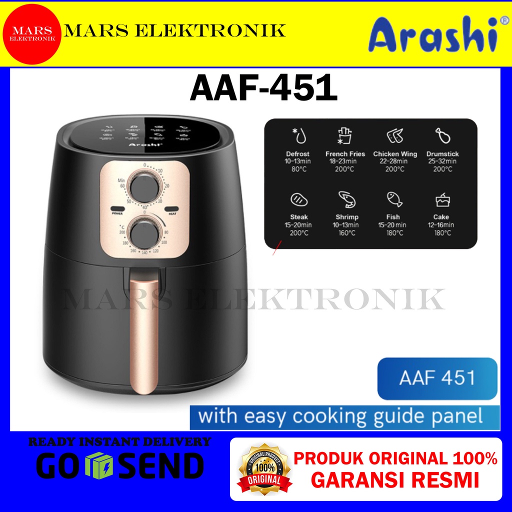 AIR FRYER ARASHI AAF-451 / AAF-451 / AIR FRYER / PENGGORENG TANPA MINYAK / READY