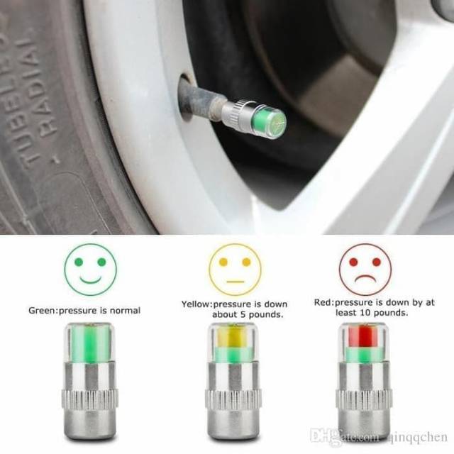 Tutup pentil mobil motor dengan indikator tekanan revolusioner air alert tire valve cap - 4 pcs