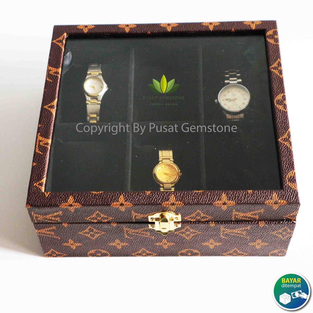 Kotak jam kulit sintetis premium motif slot 6