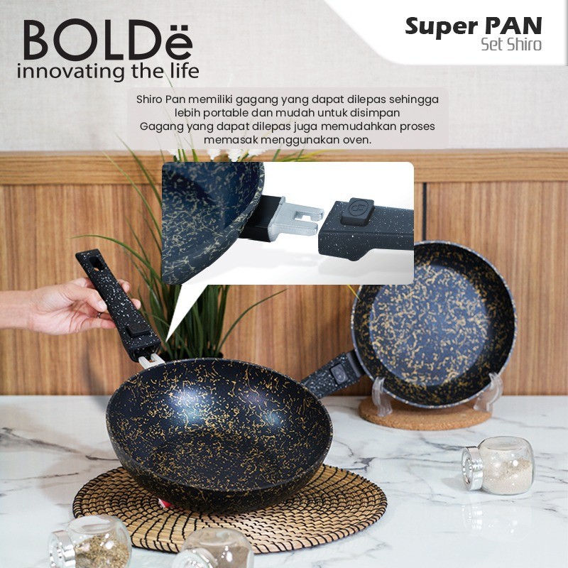 BOLDe Super Pan Shiro Set - Panci Cookware Set - Handle Bisa Dilepas