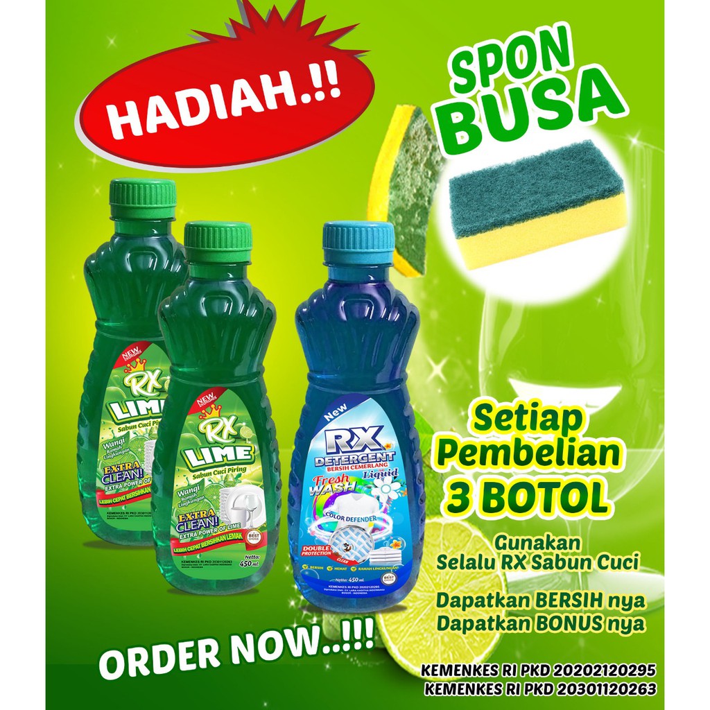 PROMO  PAKET BELI 3 BOTOL HANYA Rp15.000.GRATIS 1 BUSA SPON (RX_LIME 2 BOTOL+ 1BOTOL DETERGENT)