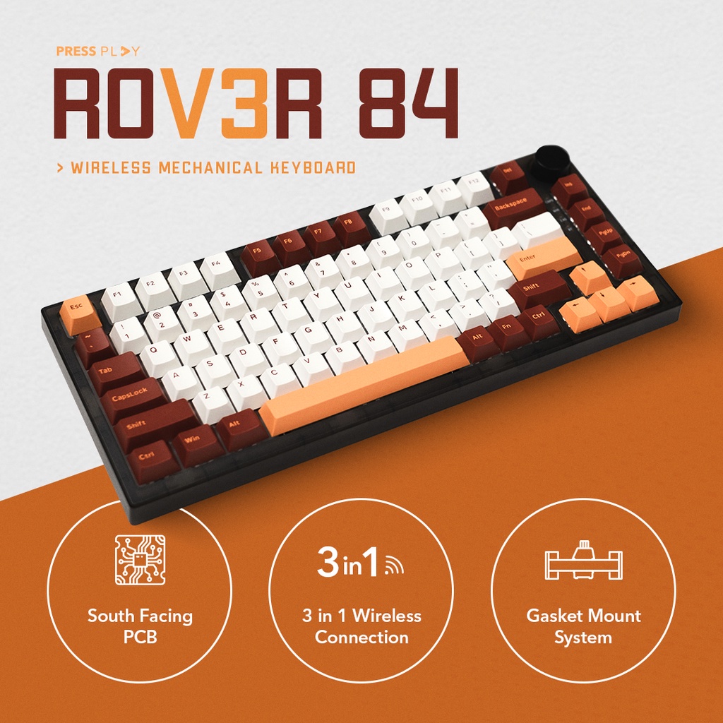 Jual ROVER84 v3 Wireless Mechanical Keyboard Gasket Mount by Press Play