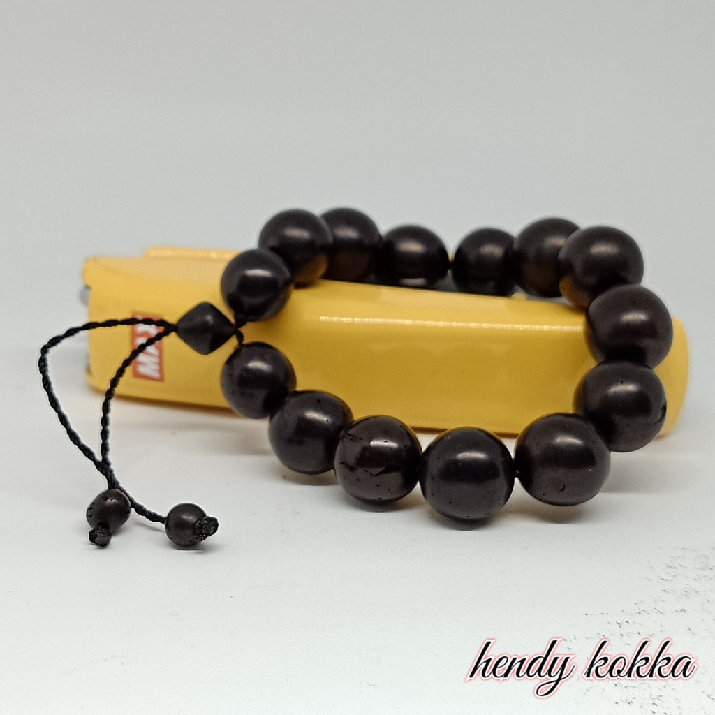 gelang kokka kaukah bulat 12mm hitam