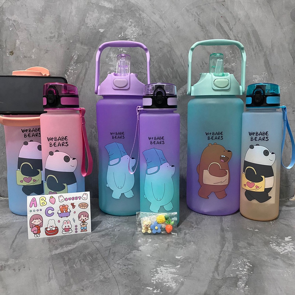 Botol Minum Beranak Babe Bears Couple Gradasi 1 Set 2000ML 800ML