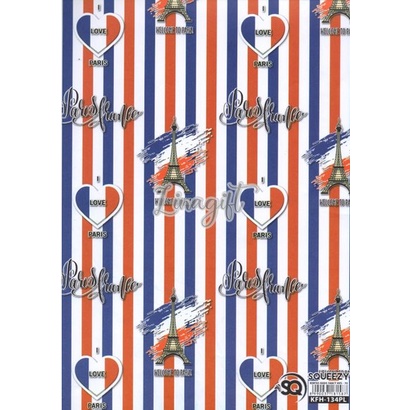 ( 5 Lembar ) KERTAS KADO SQ DOFF - GIFT WRAPPING PAPER PARIS LONDON EIFFEEL CLASSIC VINTAGE EUSTHATIC MODERN