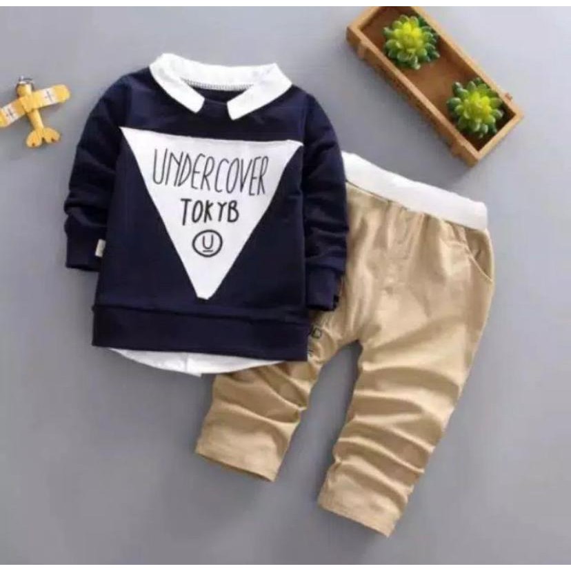 SETELAN SWEATER ANAK LAKI LAKI 1-5 TAHUN BAJU ANAK SETELAN SWEATER JOGGER SWEATER KRAH UNDER COVER