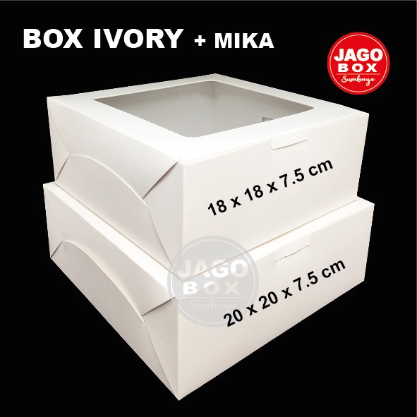Box Kotak Dos Nasi Kue Snack Putih 20 x 20 x 7,5 cm Lubang Mika