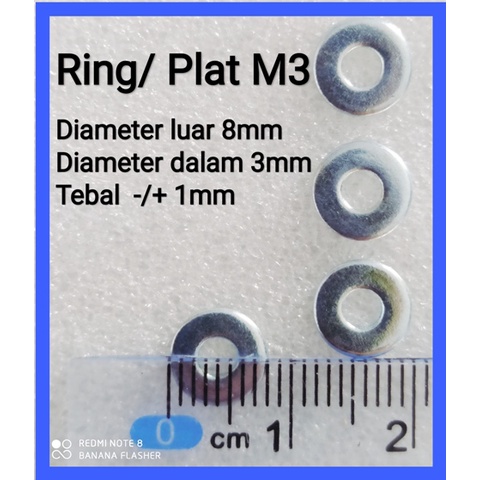 Ring Plat M3 Putih - 3x8mm Tebal 1mm