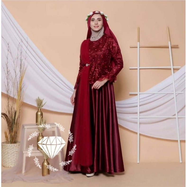 Maxi Dress Emelga MAXI Emelga Gamis Emelga Gamis murah Maxy Emelga MX Emelga Gamis bahan brukat tile