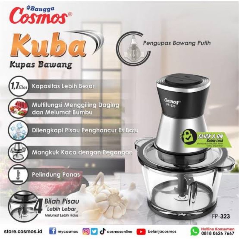 Cosmos Food Processor 1.7 Liter FP-323 / Food Chopper Cosmos Bahan kaca