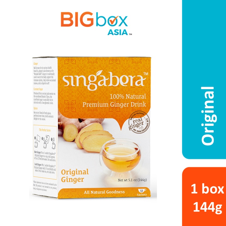 Singabera Premium Ginger Drink Original / Lemon / Lemongrass 144g - 180g (1 Box)