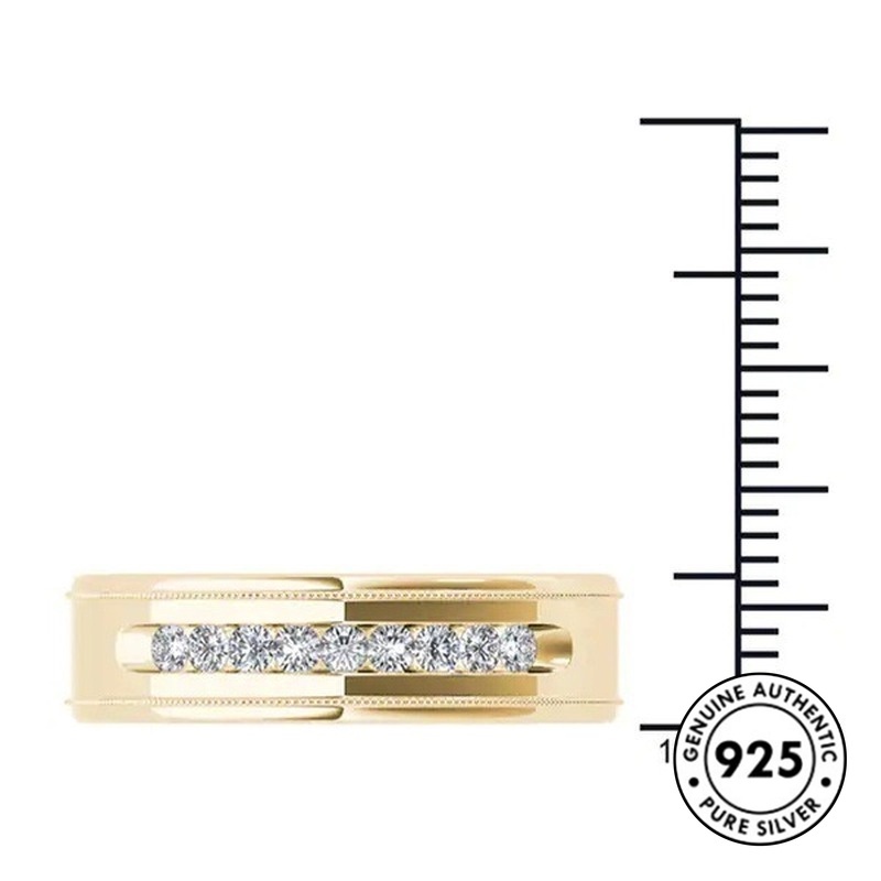 [S925]New Gold-Plated Single Row Diamond Ring Simple Ring