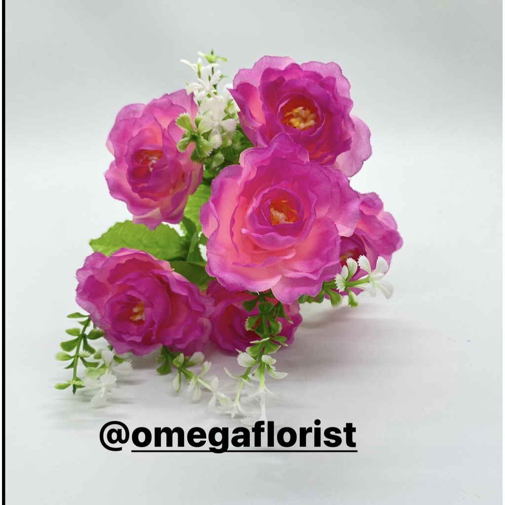 Rose Kamelia Kecil X6 Bunga Artificial/Bunga Plastik/Bunga Dekorasi/Dekorasi Pernikahan/Pernikahan-Pink