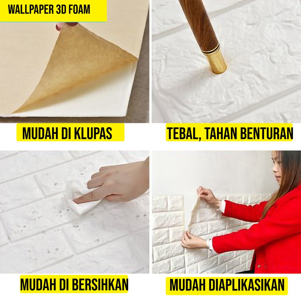 Stiker Dinding 3d Wallpaper Dinding Ukuran 70 x 77 Cm Tebal 2 Mm