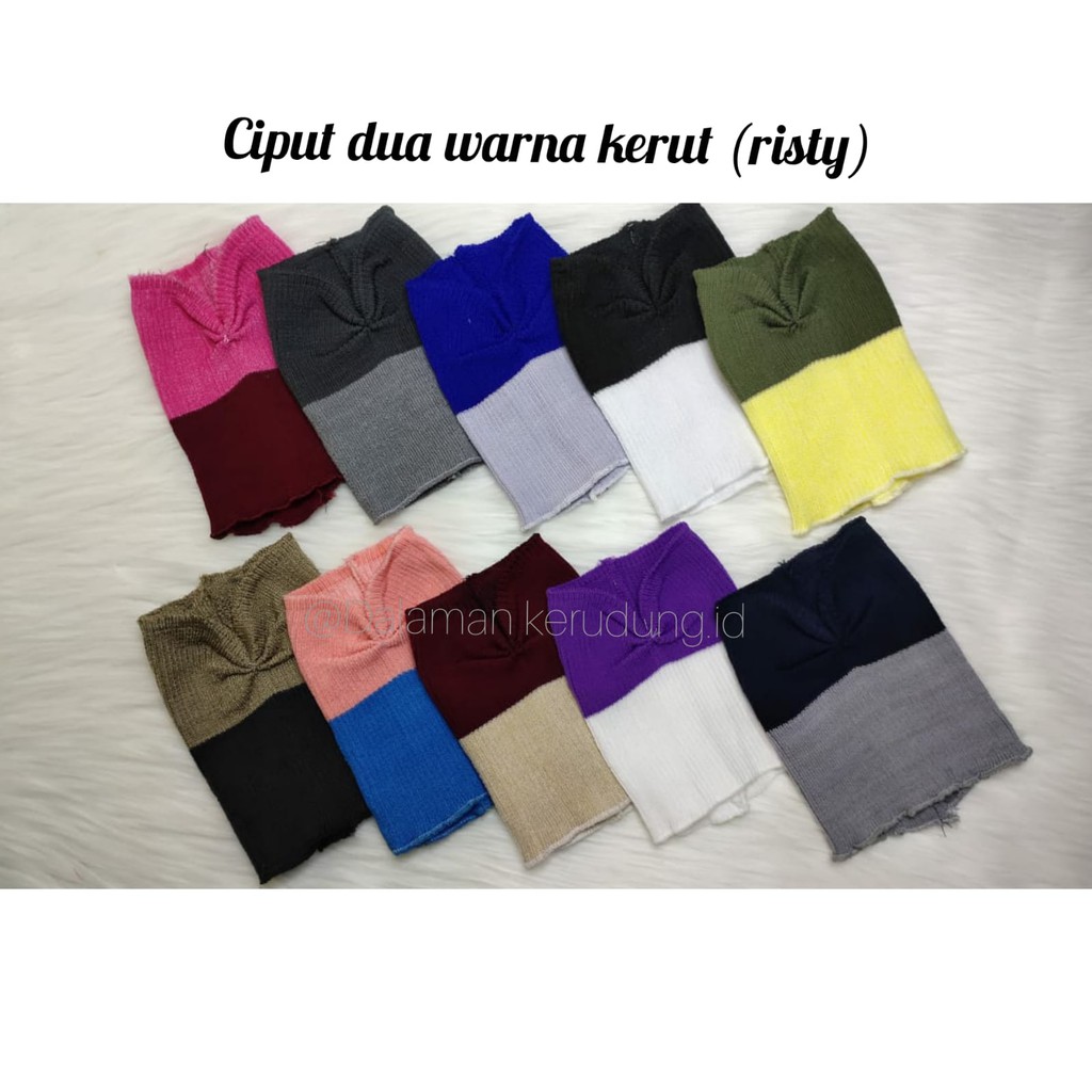 Daleman ciput risty tagor kerut 2warna rajut