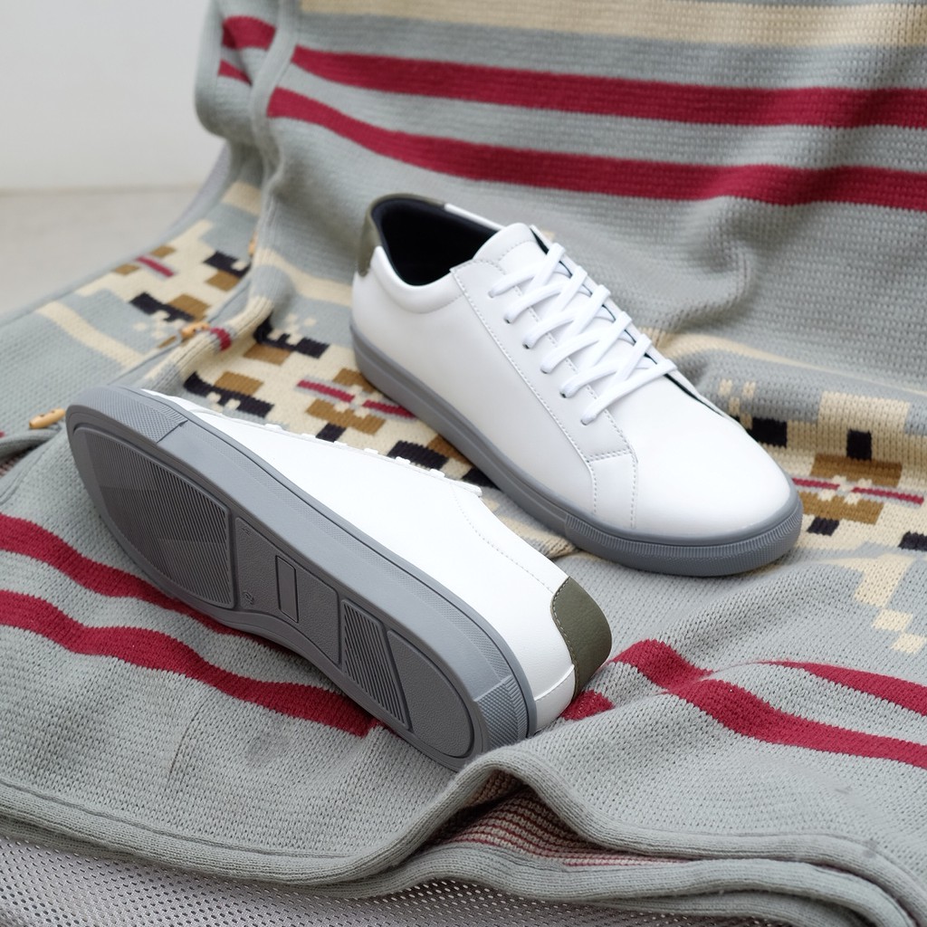 Senna White Grey | Sneakers Casual Sepatu Putih Abu Polos Ori Pria Cowok Sneaker | Oxwalker x FORIND