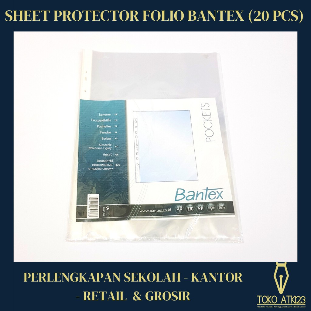 Sheet Protector / PP Pocket Folio Merk Bantex Isi 20 pcs