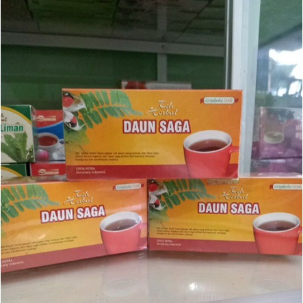 TEH DAUN SAGA ASLI MEREDAKAN PANAS BATUK DAN DIABETES SUDAH BPOM