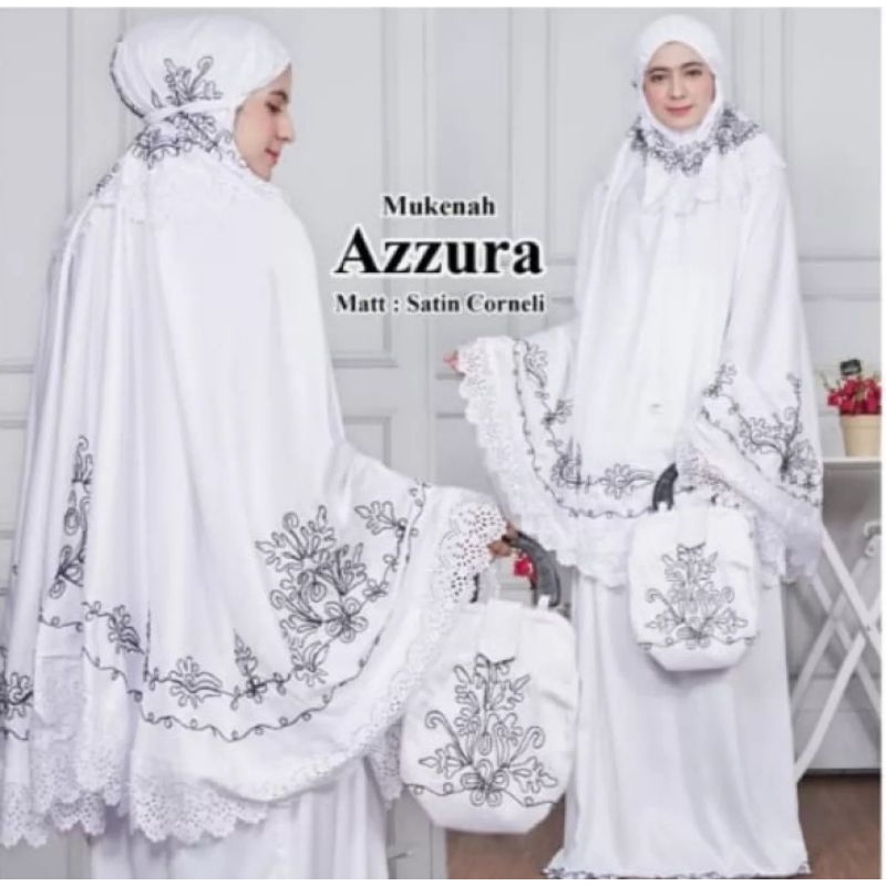 vinofano.mukena azura.semi sutra ) satin motif timbul corneli