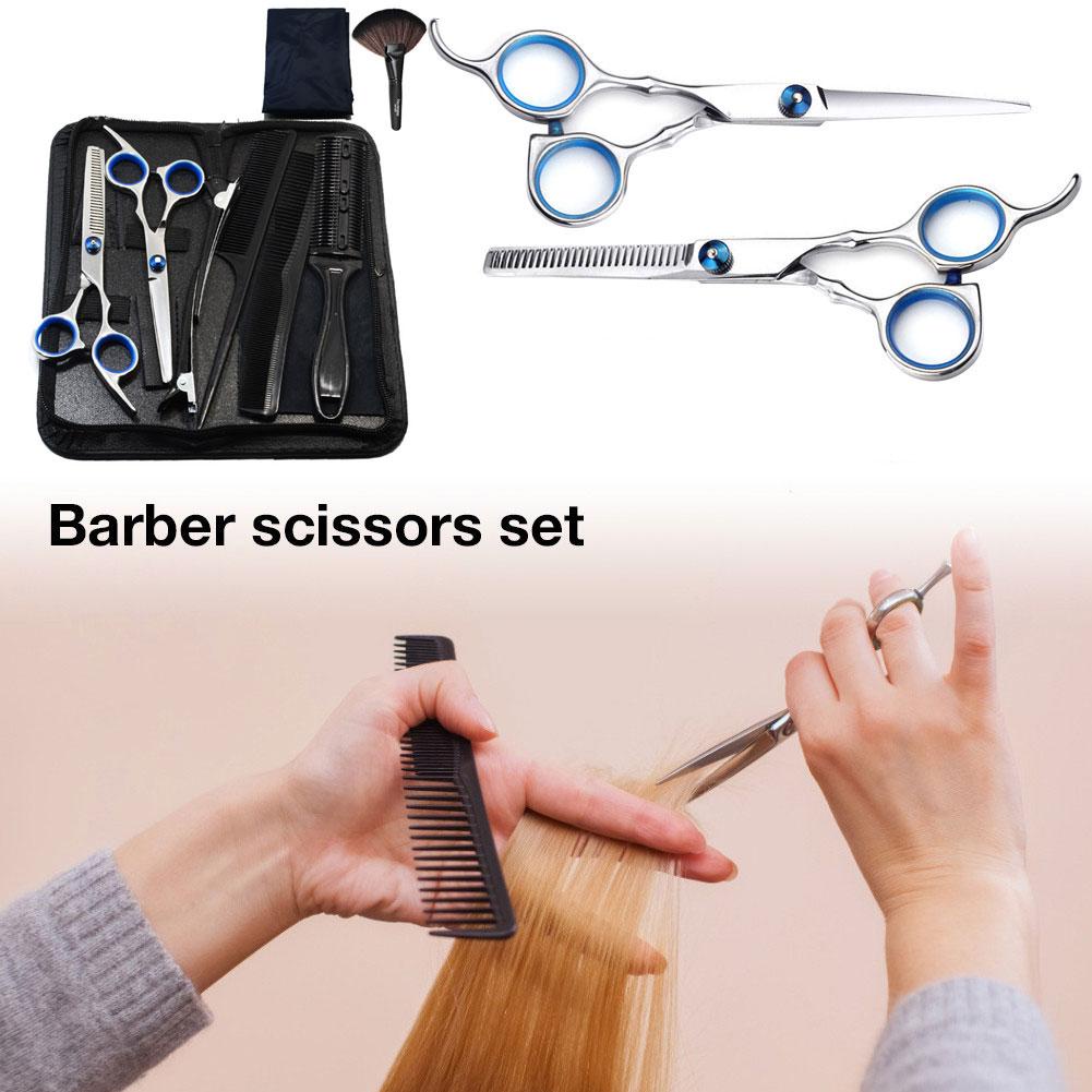 Aleekit Set Gunting Rambut + Gunting Sasak + Berbagai Sisir + Bonus Jubah Apron, Salon Profesional Set Lengkap Barber Set Komplit Barbershop Thinning Scissors Barber Hair Scissors Set Professional Hairdressing Scissors Kit Home Salon Hairdressing Hair Cut