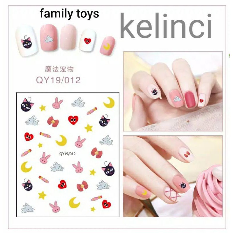 family games Stiker kuku 3d anak dewasa nail art sticker tempelan hiasan cat kuku