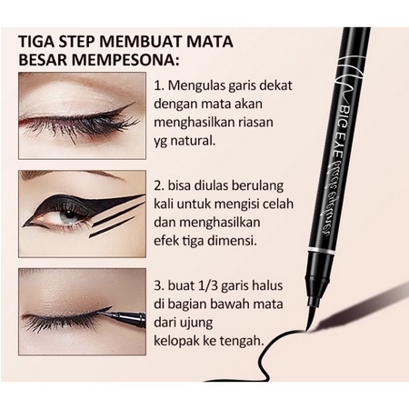 2 PCS EYELINER BIG EYELINER HITAM WATERPROOF PENCIL CAIR TAHAN LAMA