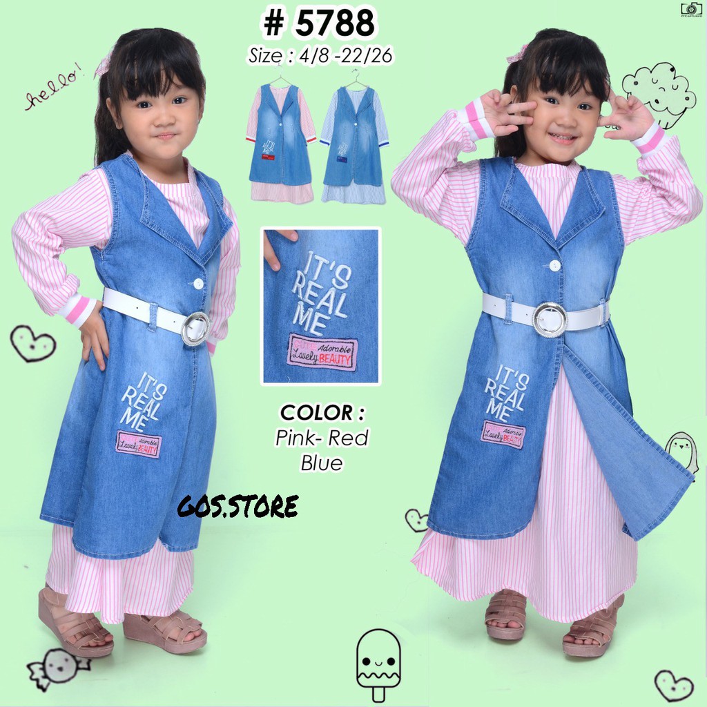 gos GAMIS ANAK JEANS Cardigan Anak Perempuan 5788