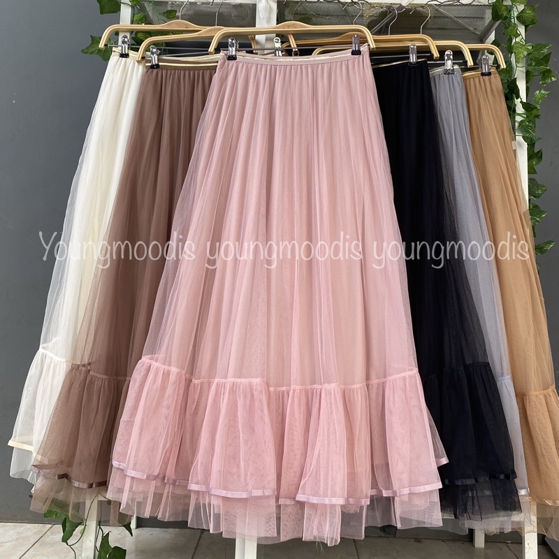 youngmoodis 2 ways skirt tutu rok panjang bolak balik women fashion import