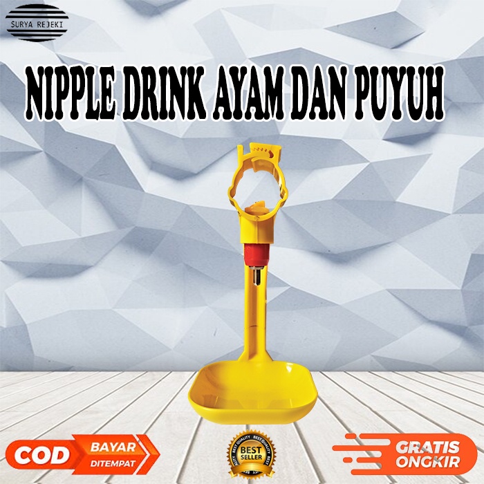 Alat Minum Nipple Drinker dengan Dripcup untuk Ayam dan Puyuh Mesin Tetas Telur Full Otomatis / Mesi