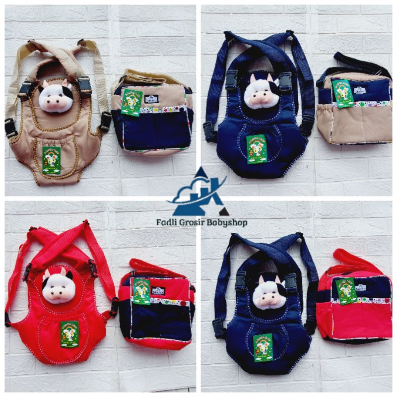 Paket Hemat ( 2 in 1 ) Tas Bayi Strip Dan Gendongan Bayi Depan Ransel