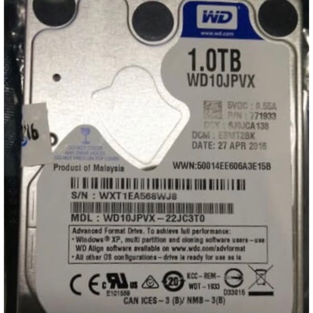 Harddisk (HDD) Internal WD Blue 2.5&quot; 1TB