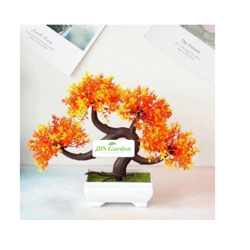 Hiasan POT POHON BONSAI -  Dekora  si Meja - Tanaman Bunga Plastik Hias - Ornamen Pohon Bonsai Mini 