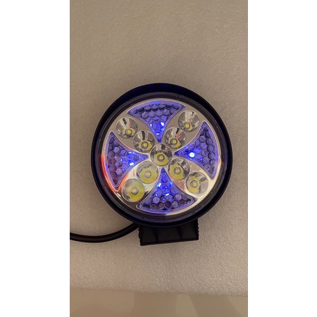 Lampu Sorot Tembak 9 Led 27 Watt 12-24 Volt Model Bulat Senja Nyala RGB