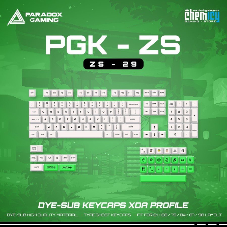 Paradox Gaming ZS-29 / ZS29 Dye-sub Keycaps 135 set XDA Profile