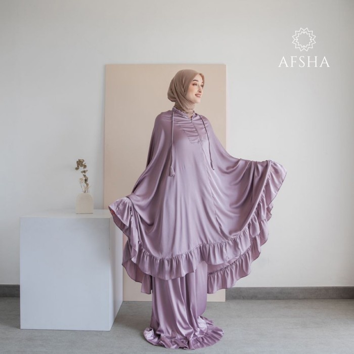 PROMO BISA COD MUKENA DEWASA Mukena Couple Dewasa 2in1 Raima series afsha Hampers with box - Purple 