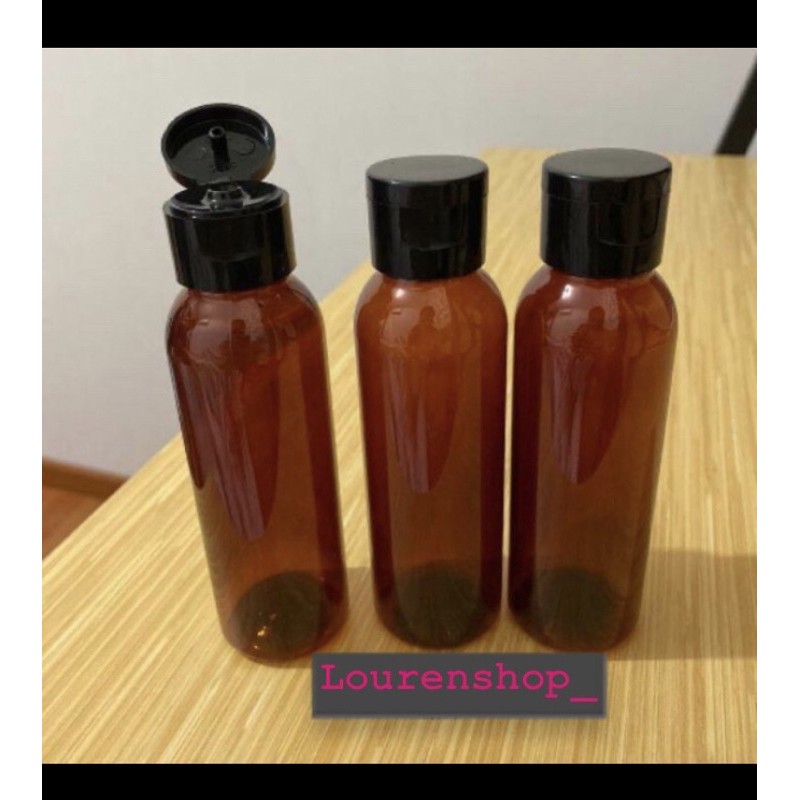 Botol plastik kosong 100ml Amber Fliptop