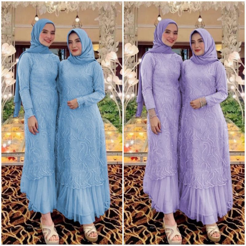 BISA COD DRESS BRUKAT RENDA TILE GAMIS BAJU PEREMPUAN BAJU MUSLIM FASHION WANITA MAKASSAR