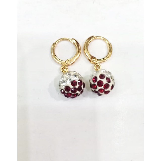 Anting wanita anting bola disco lapis emas