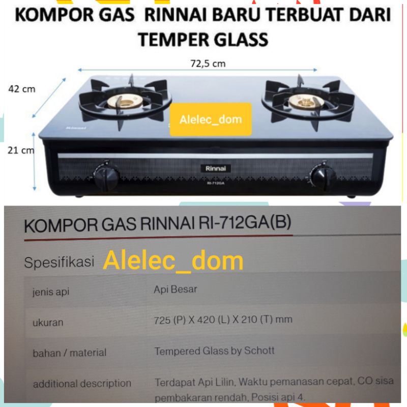 Kompor Rinnai RI 712GA 2 Tungku