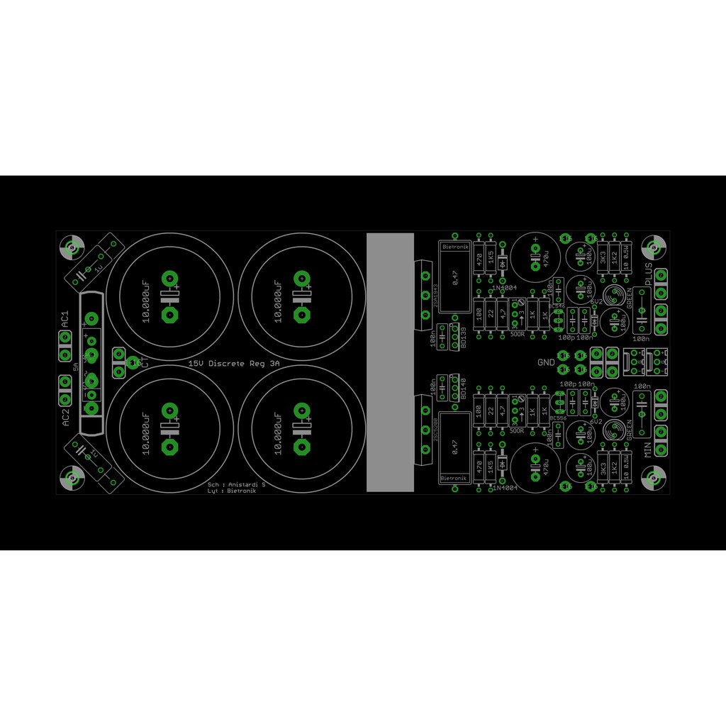 PSU DISCRETE REGULATOR 15V 3A Dauble layer